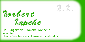 norbert kapche business card